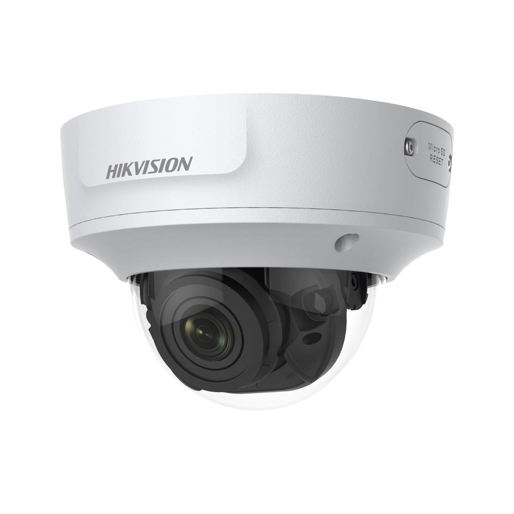 Domo IP 2 Megapixel / Lente Mot. 2.8 a 12 mm / 40 mts IR EXIR / Exterior IP67 / IK10 / Audio y Alarmas / PoE / WDR 120 dB / Videoanaliticos Integrados