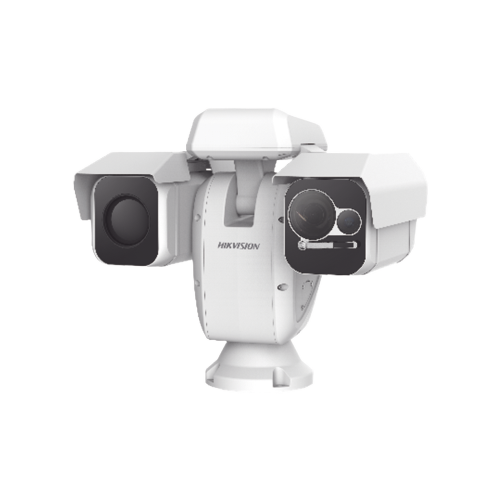 PTZ Punta de Poste IP Dual / Lente Térmico 100 mm (640 X 512) / Lente óptico 56x ZOOM (4 MP) / 500 mts IR Laser / 24VCA