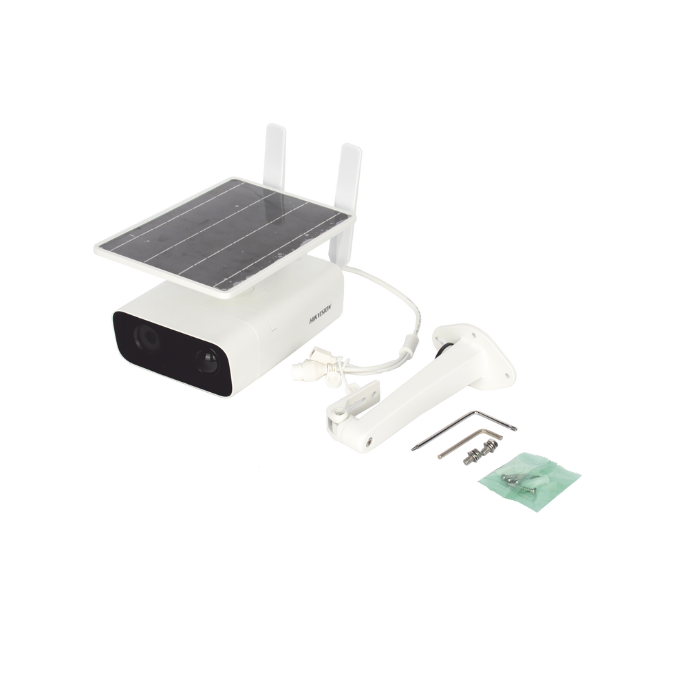 Kit Solar IP All in One / Cámara Bala 4 Megapixel / Lente 4mm / Panel Solar / Batería de Respaldo de Litio 10Ah (Hasta 7 Días) / Conexión 4G / Accesorios de Instalación / Kit Solar