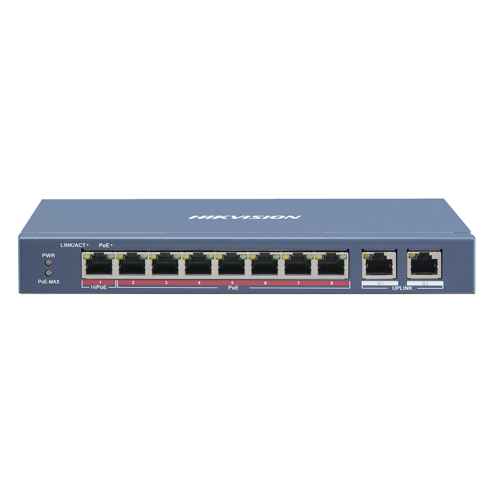PoE+ Switch / Not Manageable / 7 Ports 10/100 Mbps PoE+ (30 W) / 1 Port 100 Mbps PoE++ (60 W) / 2 Ports 10/100/1000 Mbps / PoE up to 250 meters / 110 W