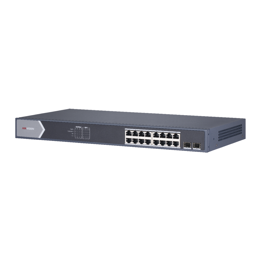 Switches De 16 Puertos PoE Gigabit y 2 Puertos De Fibra Óptica Gigabit. 16 Canales IP / Estándar IEEE 802.3at/af