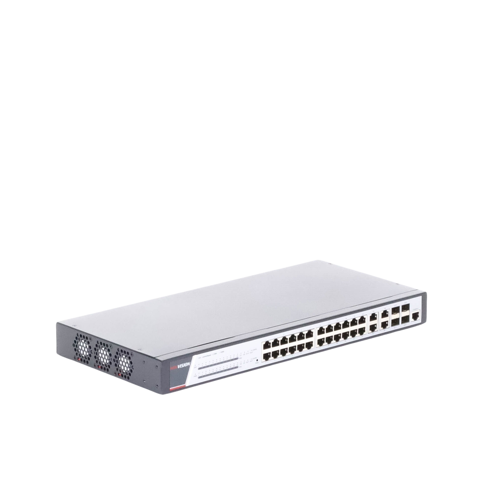 Gigabit PoE+ Switch / Manageable / 24 10/100/1000 Mbps PoE+ ports / 4 10/100/1000 Mbps ports + 4 Uplink SFP ports / 370 W