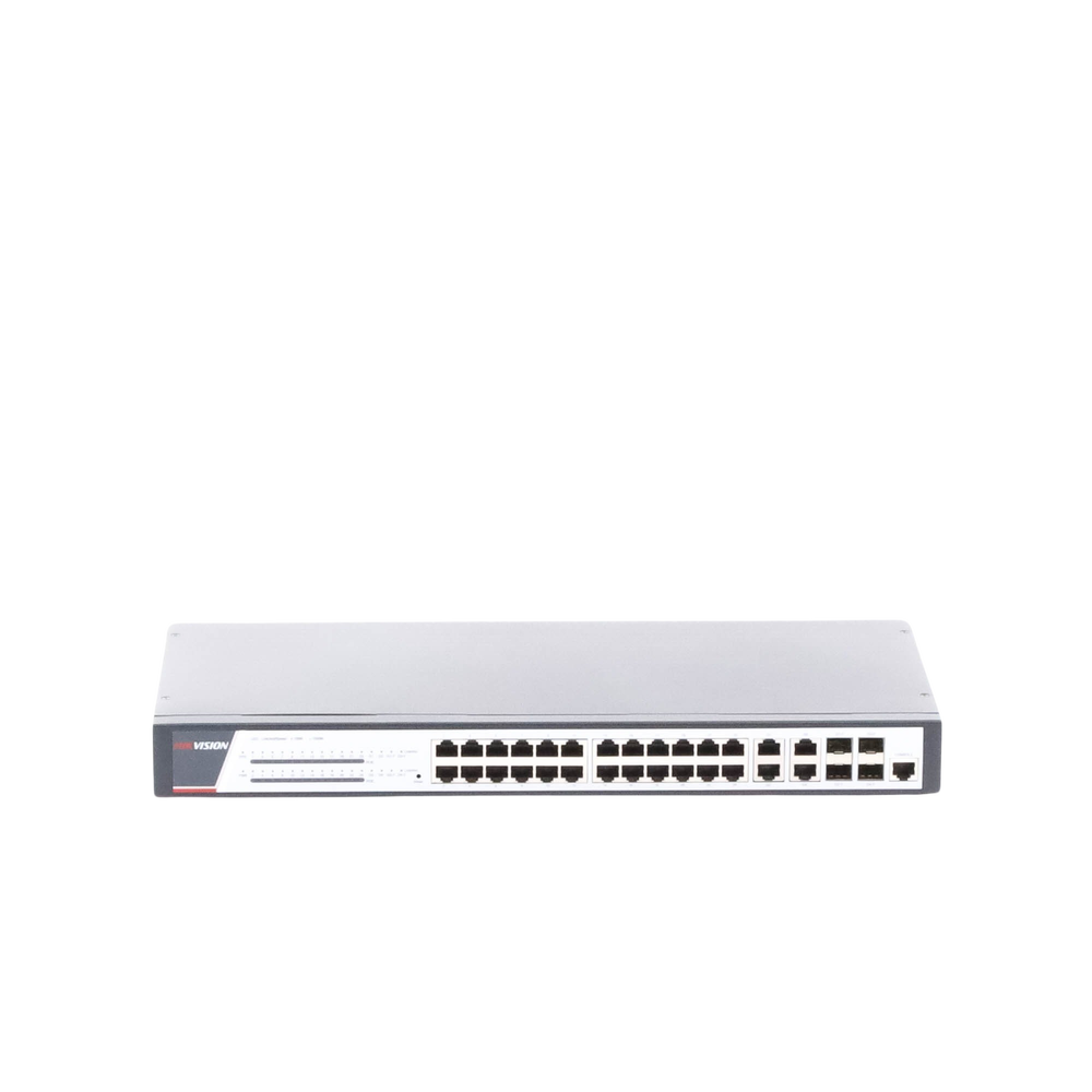 Gigabit PoE+ Switch / Manageable / 24 10/100/1000 Mbps PoE+ ports / 4 10/100/1000 Mbps ports + 4 Uplink SFP ports / 370 W