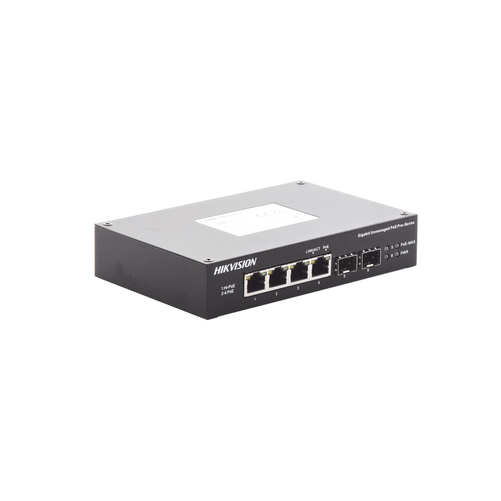 Industrial Gigabit PoE+ Switch / Non-Manageable / 4 10/100/1000 Mbps PoE+ ports (30W) + 1 10/100/1000 PoE++ port (60W) / 2 SFP ports / 60 W