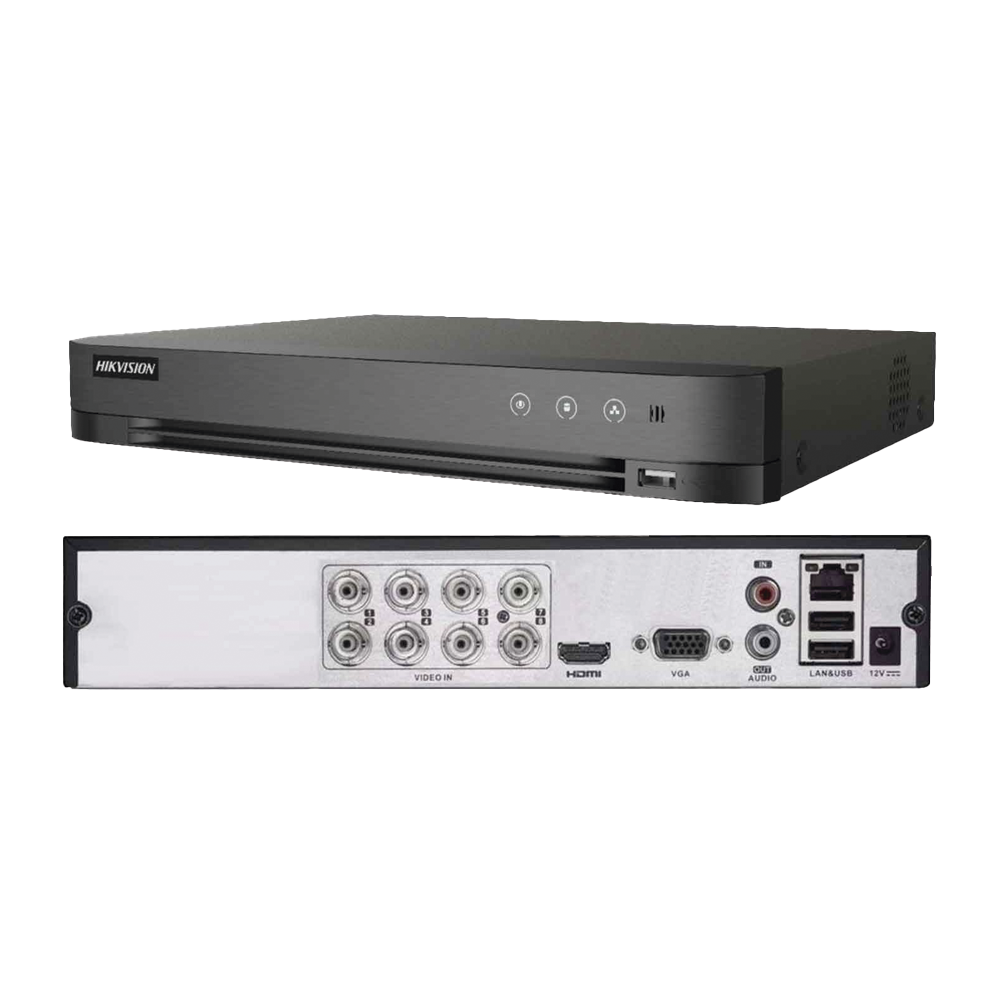 DVR 1080P Lite Pentahibrido / 8 Canales TURBOHD + 2 Canales IP / H.264+ / 1 Bahía de Disco Duro / Audio por Coaxitron