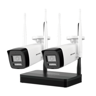 KIT 2 Cámaras Bala 4 Megapíxeles / 1 Grabadora Wi-Fi / Hasta 512 GB de Almacenamiento (No Incluye Memoria SD) / Incluye