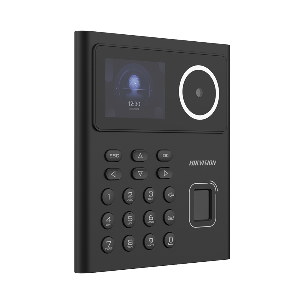 Terminal WiFi de Huella, Facial y Tarjetas MIFARE para Control de Acceso o Asistencia / 500 rostros y 1,000 Huellas y Tarjetas / Detección de Cubrebocas / HikConnect