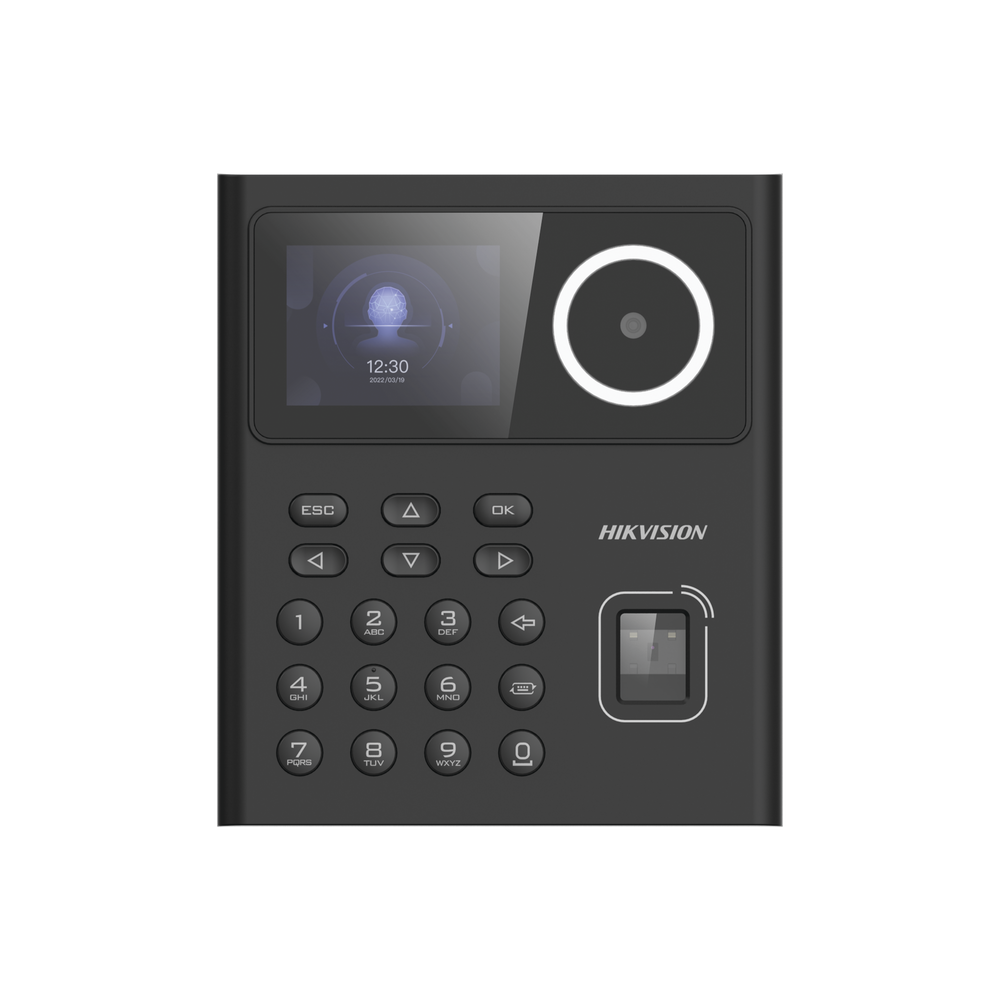 Terminal de Reconocimiento Facial con lector MIFARE / Hasta 1.5 mts en lectura / Soporta P2P Hik-Connect / 500 Rostros / 1.000 Huellas / 1.000 Tarjetas / PIN / ISAPI-ISUP 5.0