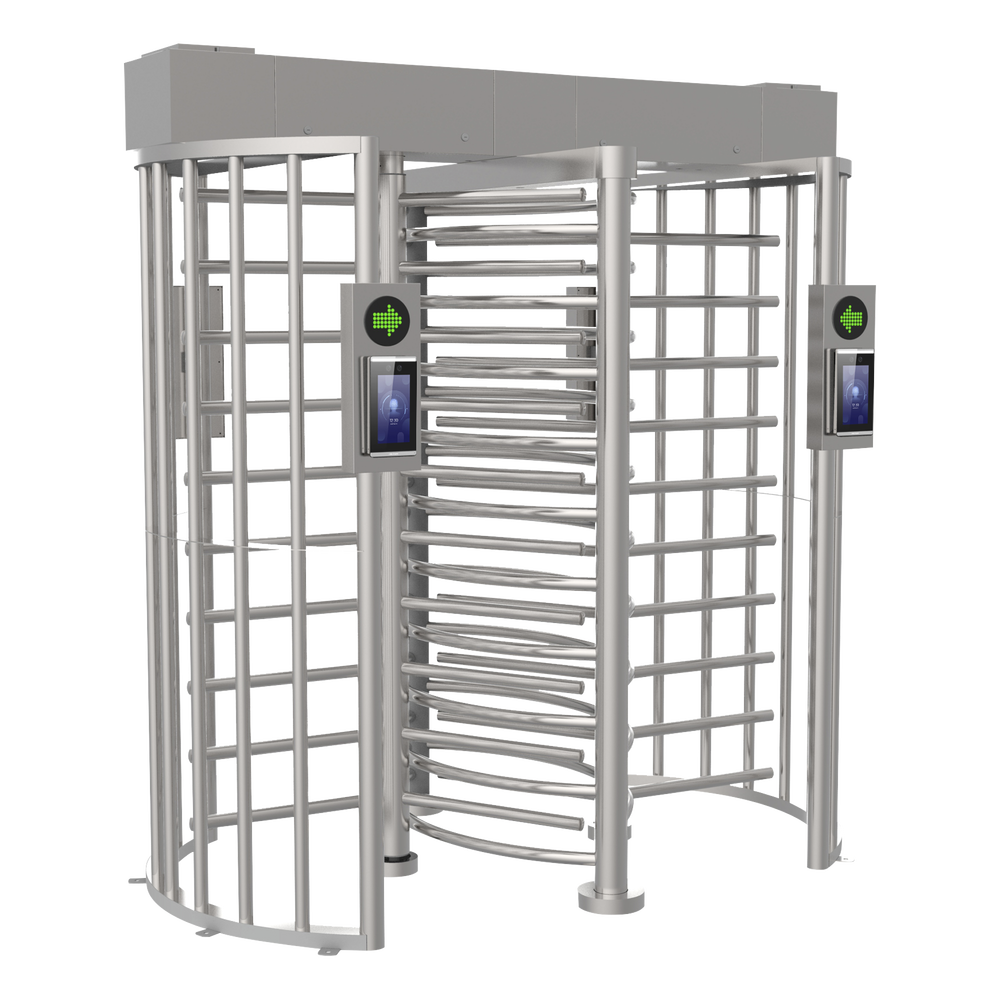 Torniquete DOBLE (2 Carriles) de Cuerpo Completo / Bidireccionable / Acero Inoxidable SUS304 / 30 Personas por Minuto / Interior y Exterior / Compatible con Reconocimiento Facial (Terminal no Incluida)