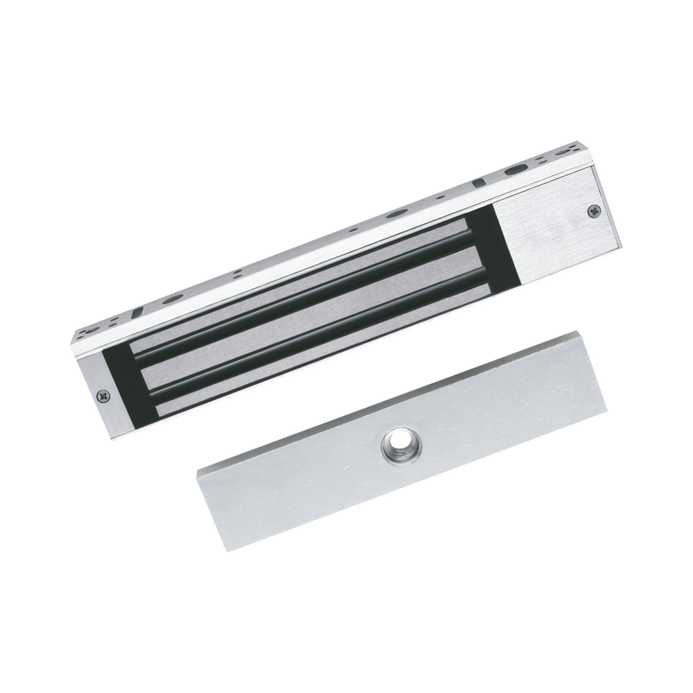 Electroimán de 600 Lbs (280 Kg) / Montaje en Puerta Normal o de Vidrio / Certificado CE / Para Uso en Interior / Indicador LED / Magnetismo Anti-residual