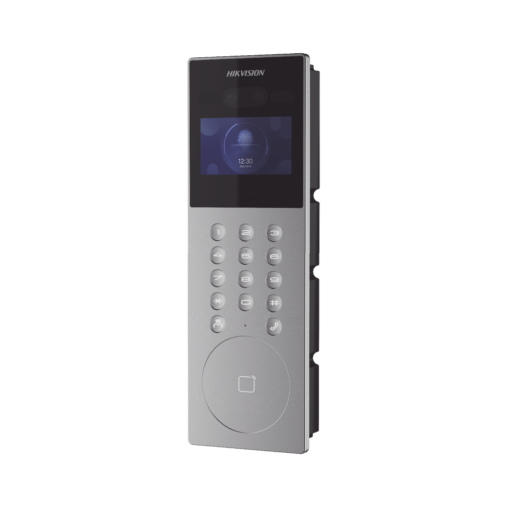 Videoportero IP Multiapartamento con Reconocimiento Facial / Llamada a App HikConnect / Protección IP65 / Apertura por Rostro, Tarjeta o App