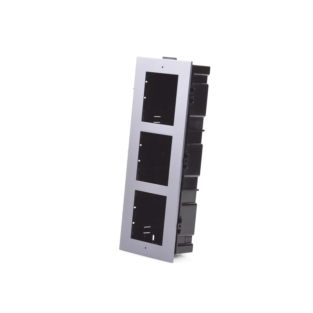 Base de 3 Espacios para EMPOTRAR Módulos de Videoporteros Hikvision