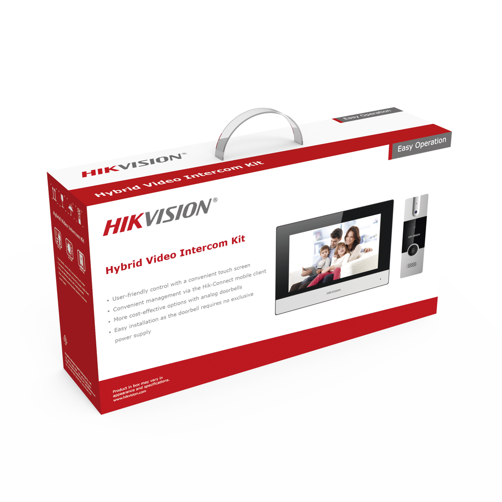 Kit de Videoportero Analógico / IP a 4 Hilos con Función de Llamada a App Hik-Connect / Monitor se Conecta a Internet por Cable o WiFi y por 4 Hilos al Frente de Calle / Expandible a Mas Equipos