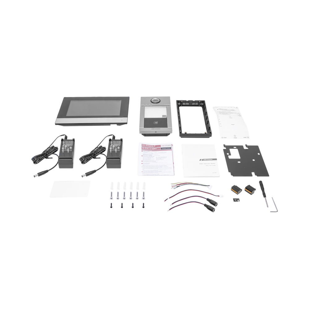 Standard Poe IP Video Door Entry Kit with Smartphone App Call (HikConnect) / Opening with MIFARE Card / IK08 & IP65 Street Front / Supports 2 Doors