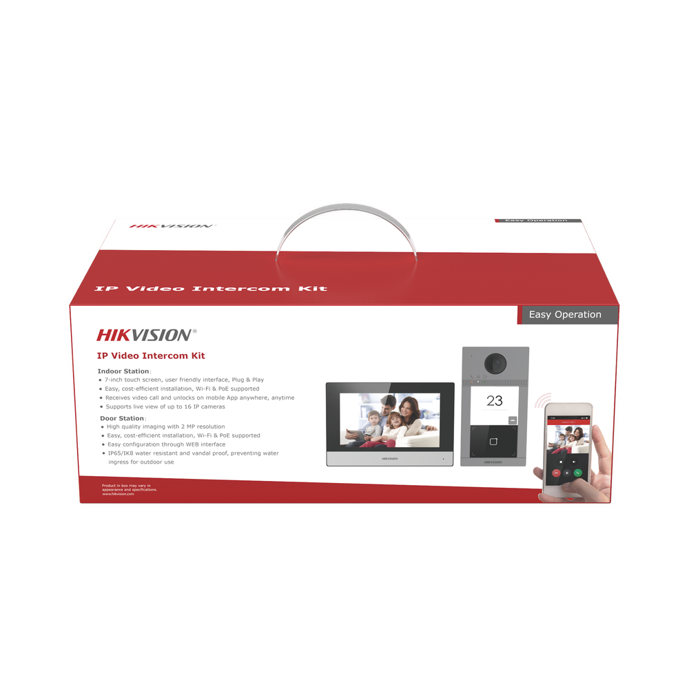 Standard Poe IP Video Door Entry Kit with Smartphone App Call (HikConnect) / Opening with MIFARE Card / IK08 & IP65 Street Front / Supports 2 Doors
