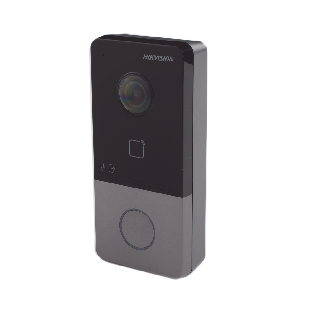 Videoportero IP 2 MP / PoE Estandar / IP65 / Apertura desde Hik-connect / Soporta 1 Departamento y Hasta 6 Monitores / Soporta Tarjetas Mifare / 1 Salida Relay