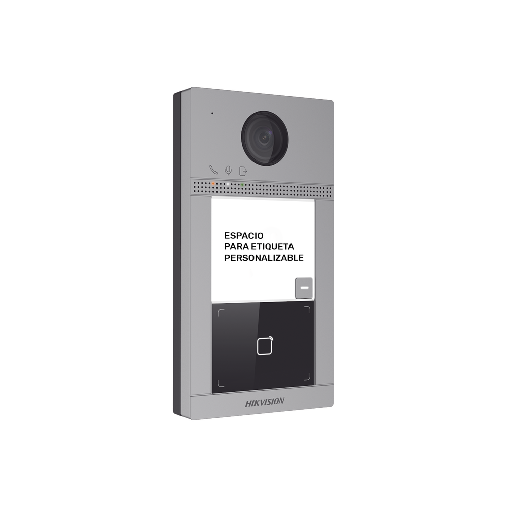 Videoportero IP PoE Estandar (IP65 + IK08) con Llamada y apertura desde APP Hik-Connect / Soporta 1 Departamento y hasta 6 Monitores / Apertura con tarjeta / Soporta 2 puertas