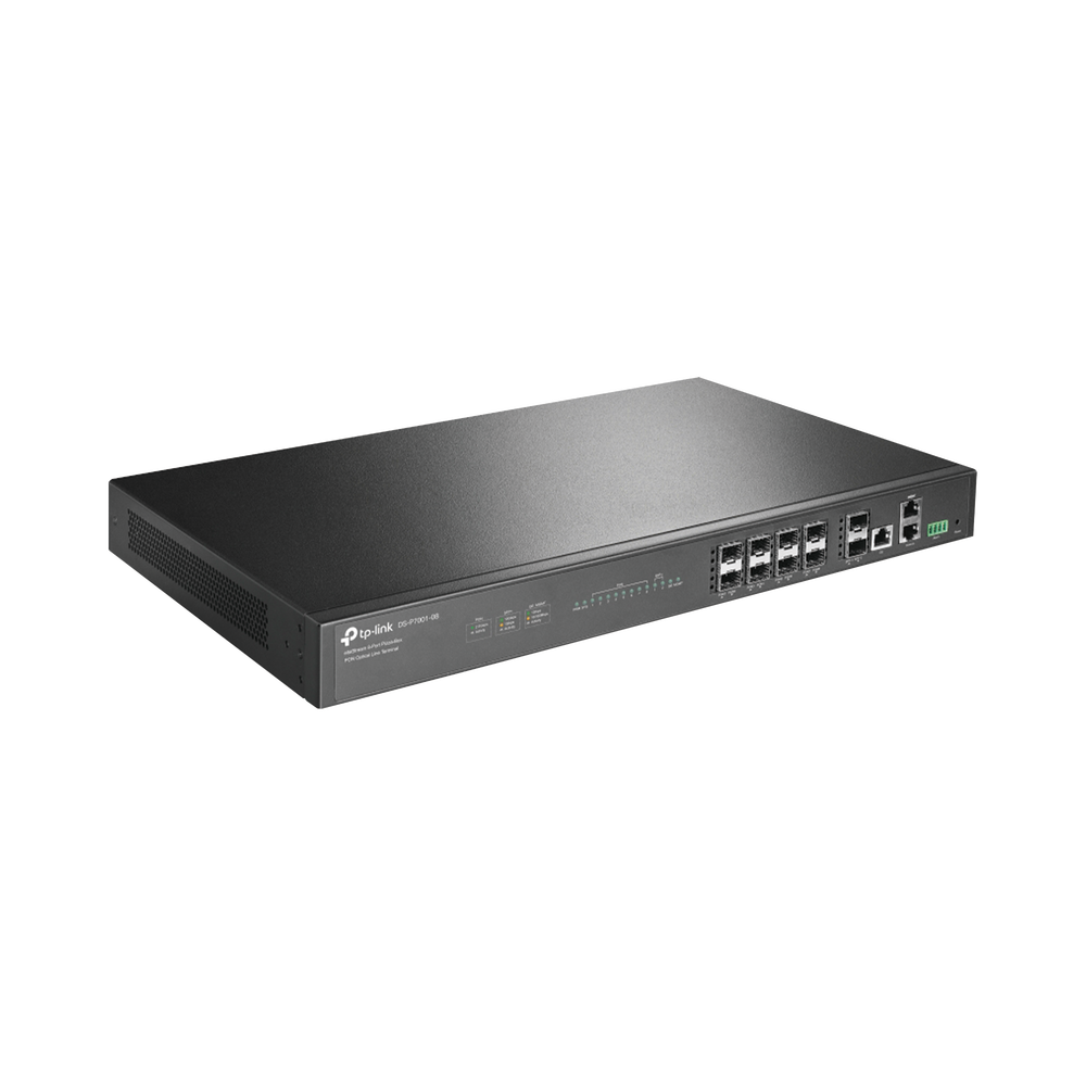 OLT de 8 puertos GPON, hasta 1,024 ONUs, 1 Gigabit RJ45, 2 puertos SFP+, Fuentes redundantes AC- AC (incluidas)