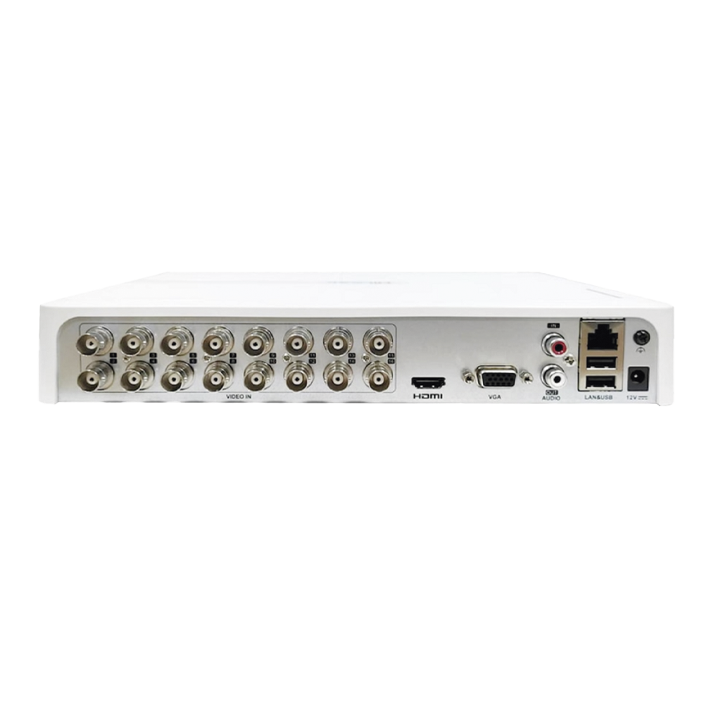 1080P Lite DVR / 16 TURBOHD Channels + 2 IP Channels / 1 Hard Drive Bay / H.265+ / Motion Detection 2.0 / Coaxitron Audio / Full HD Video Output