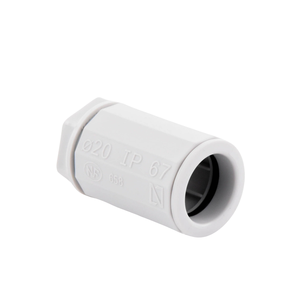 Conector de tubería rígida a caja (Racor), PVC Auto-extinguible, de 20 mm