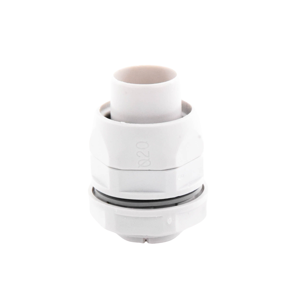 Conector (Racor) de tubería flexible a caja, PVC Auto-Extinguible de 20 mm, IP55