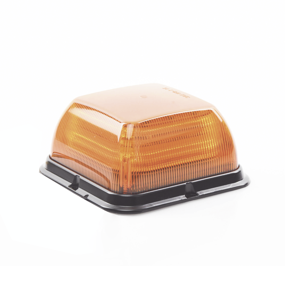 Square LED Beacon, Reinforced Polypropylene Base, Medium Profile, 12-24 VDC, 24 Flash Patterns, Amber
