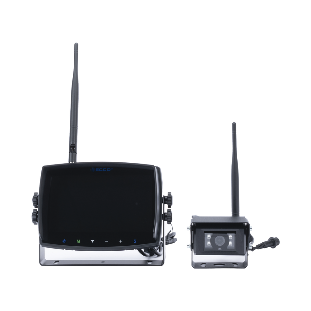 Wireless reversing system with infrared camera and 7" touchscreen monitor