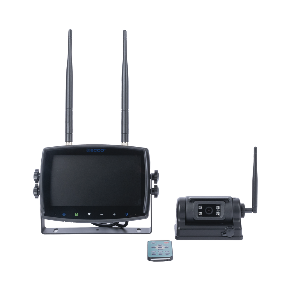Wireless reversing system with infrared camera, magnet and 7" touch screen monitor