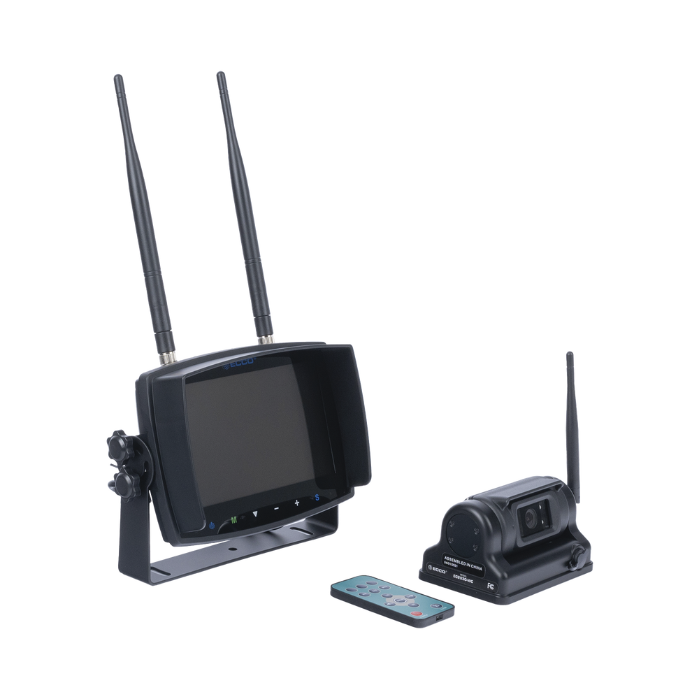 Wireless reversing system with infrared camera, magnet and 7" touch screen monitor