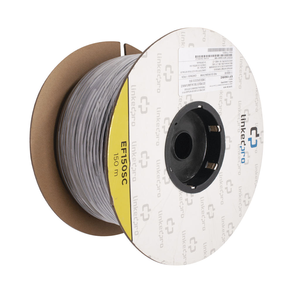 Carrete de Fibra Óptica Monomodo con conectores SC-SC Duplex, Reforzada con Kevlar, de 150 metros