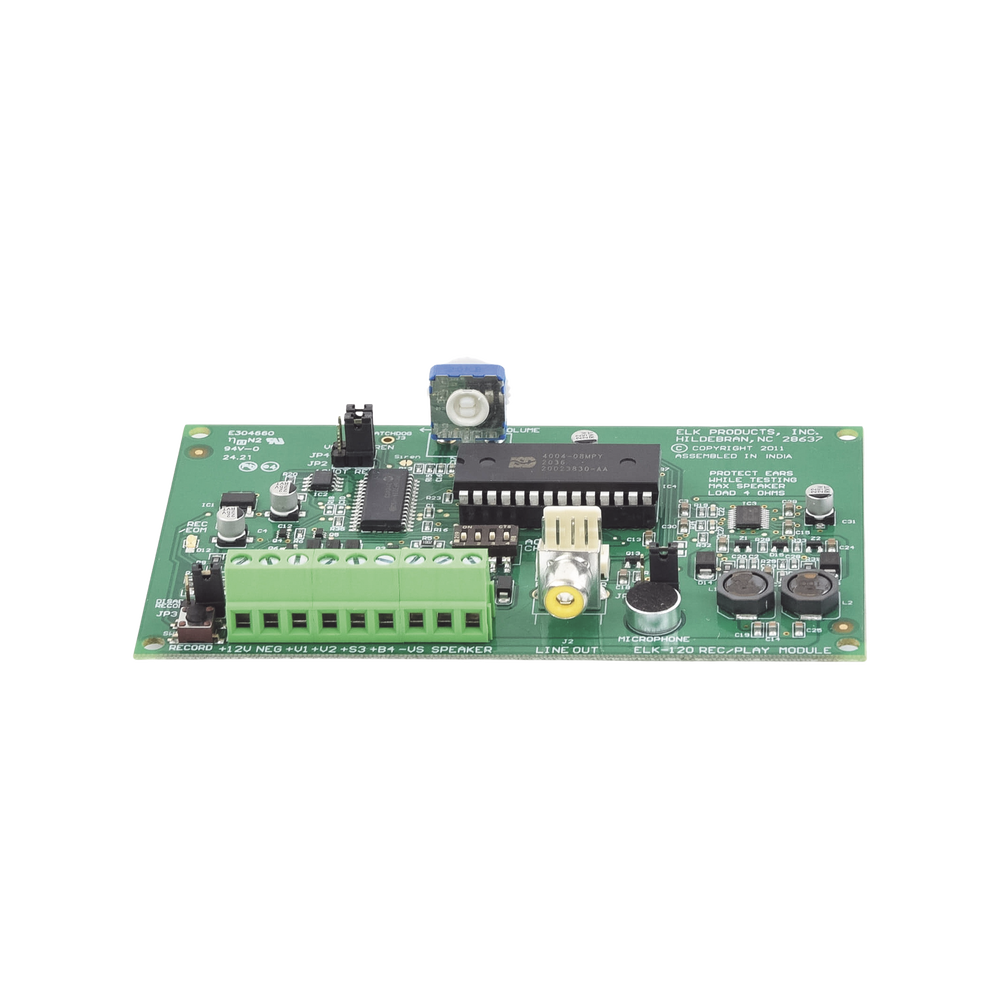 Voice and Siren Recording Module/ Audio Output/ Up to 4 different messages/ 2 different siren tones/ 8 min recording