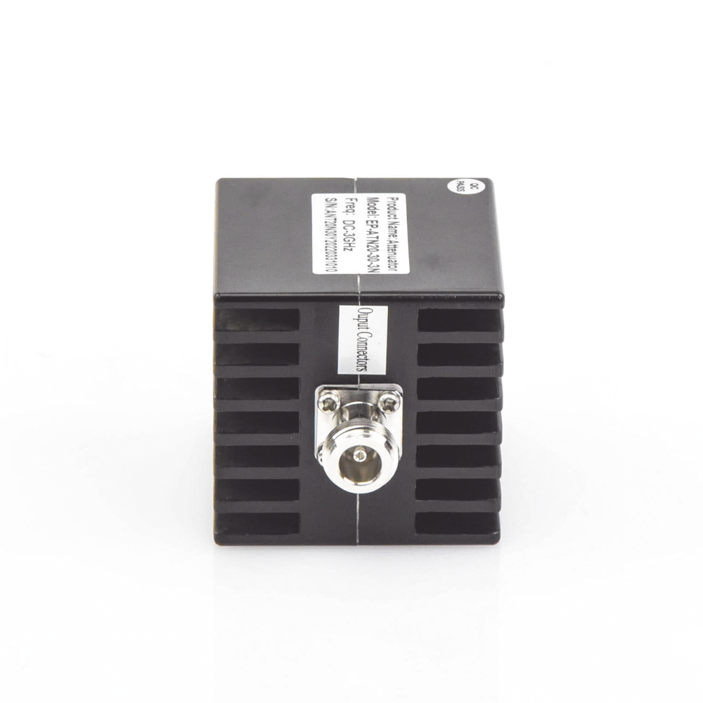 30 dB In-Line Attenuator, 20 Watt Max. CD-3 GHz, Indoor, N Male-Female.