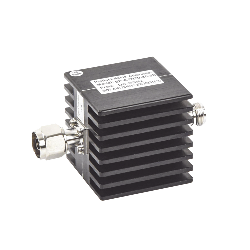 Atenuador en Línea de 30 dB, 20 Watt Máx. CD-3 GHz, Interiores, N Macho-Hembra.