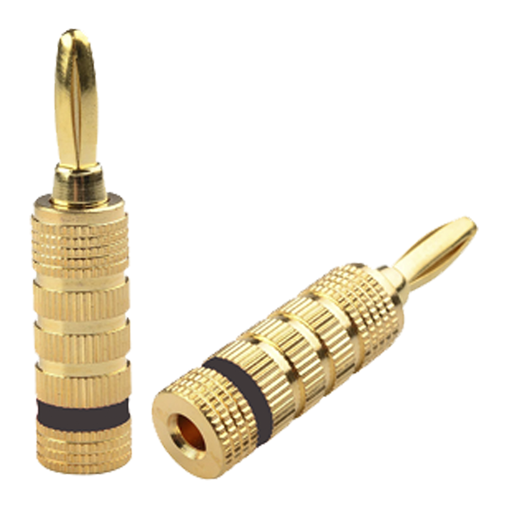 Banana Speaker Screw Connector | Professional Audio Installation | Gold Plated | Black (1 Piece)
