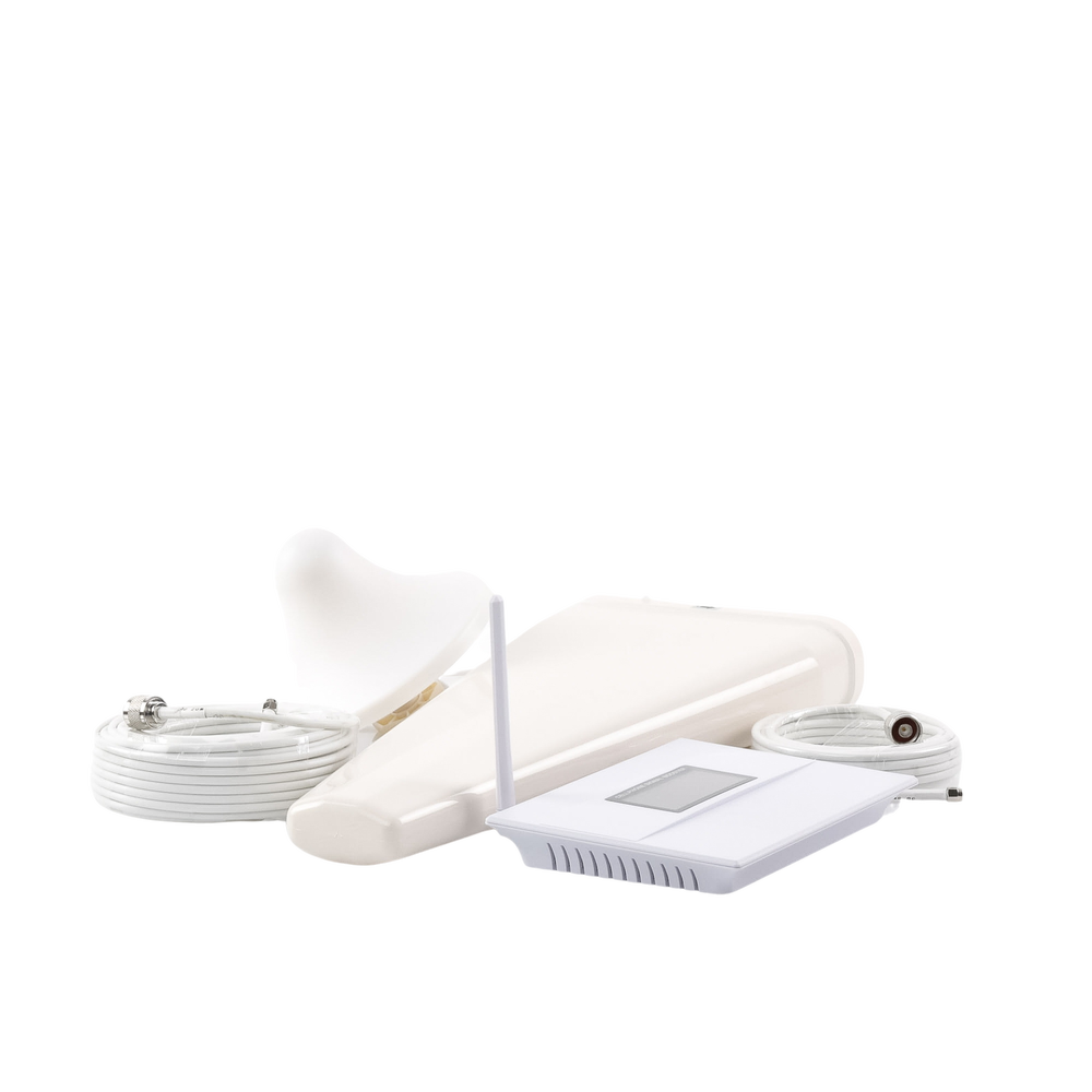 Kit Amplificador de Señal Celular 3G, 2G y VOZ. Soporta Múltiples Operadores, Dispositivos y Tecnologías Simultáneamente. Doble banda. Mejora la señal en interiores de Hasta 500 metros cuadrados.