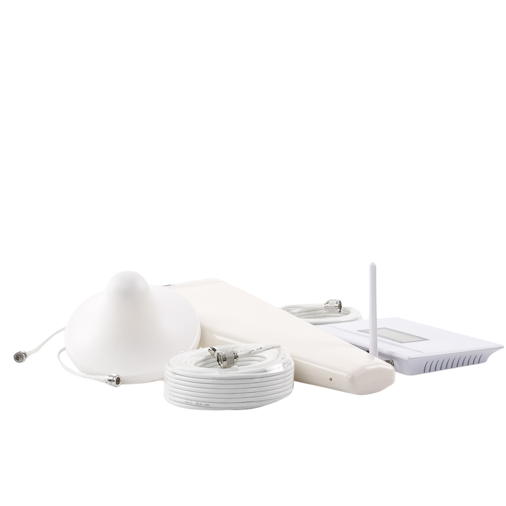 Kit Amplificador de Señal Celular 3G, 2G y VOZ. Soporta Múltiples Operadores, Dispositivos y Tecnologías Simultáneamente. Doble banda. Mejora la señal en interiores de Hasta 500 metros cuadrados.