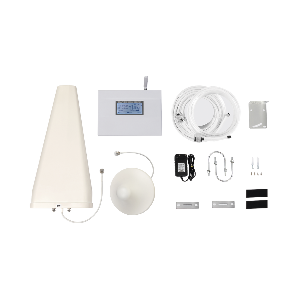 Kit Amplificador de Señal Celular 3G, 2G y VOZ. Soporta Múltiples Operadores, Dispositivos y Tecnologías Simultáneamente. Doble banda. Mejora la señal en interiores de Hasta 500 metros cuadrados.