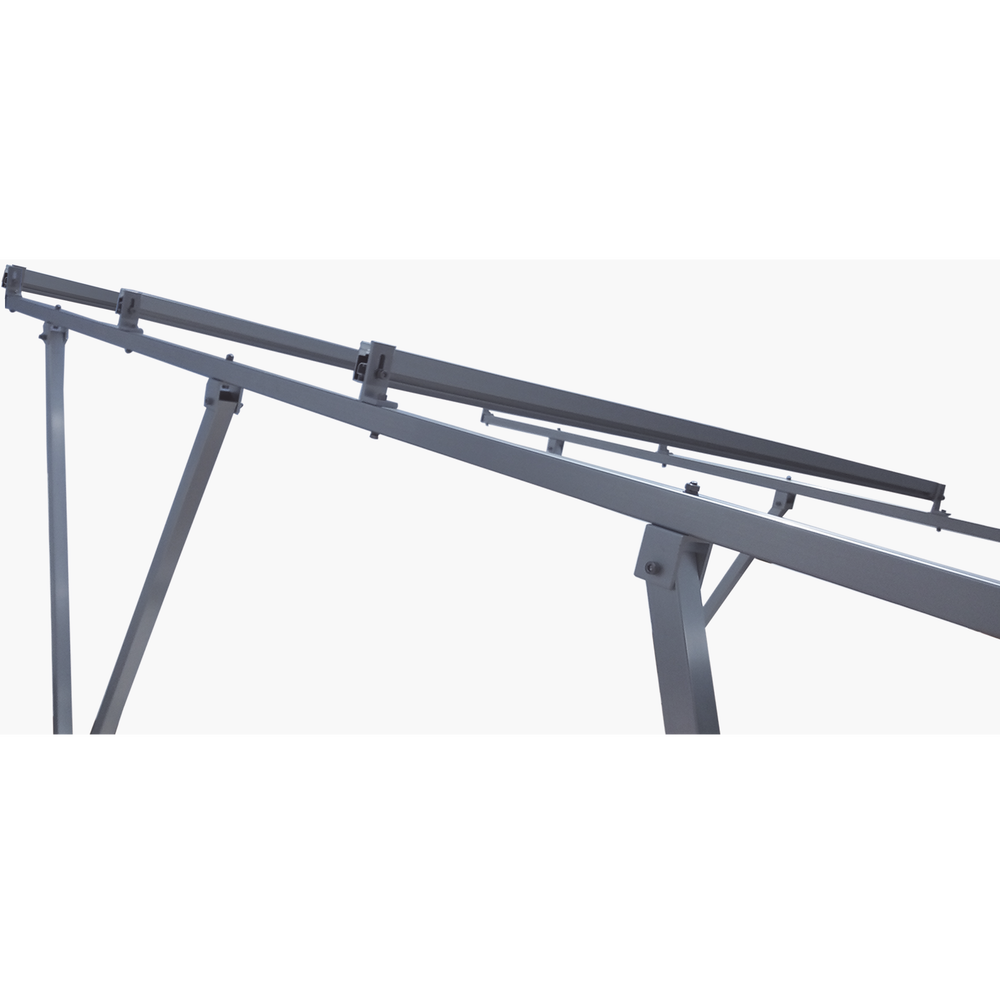 Aluminum mounting kit for a concrete roof or floor for a 2 x 2 40mm thick photovoltaic module array