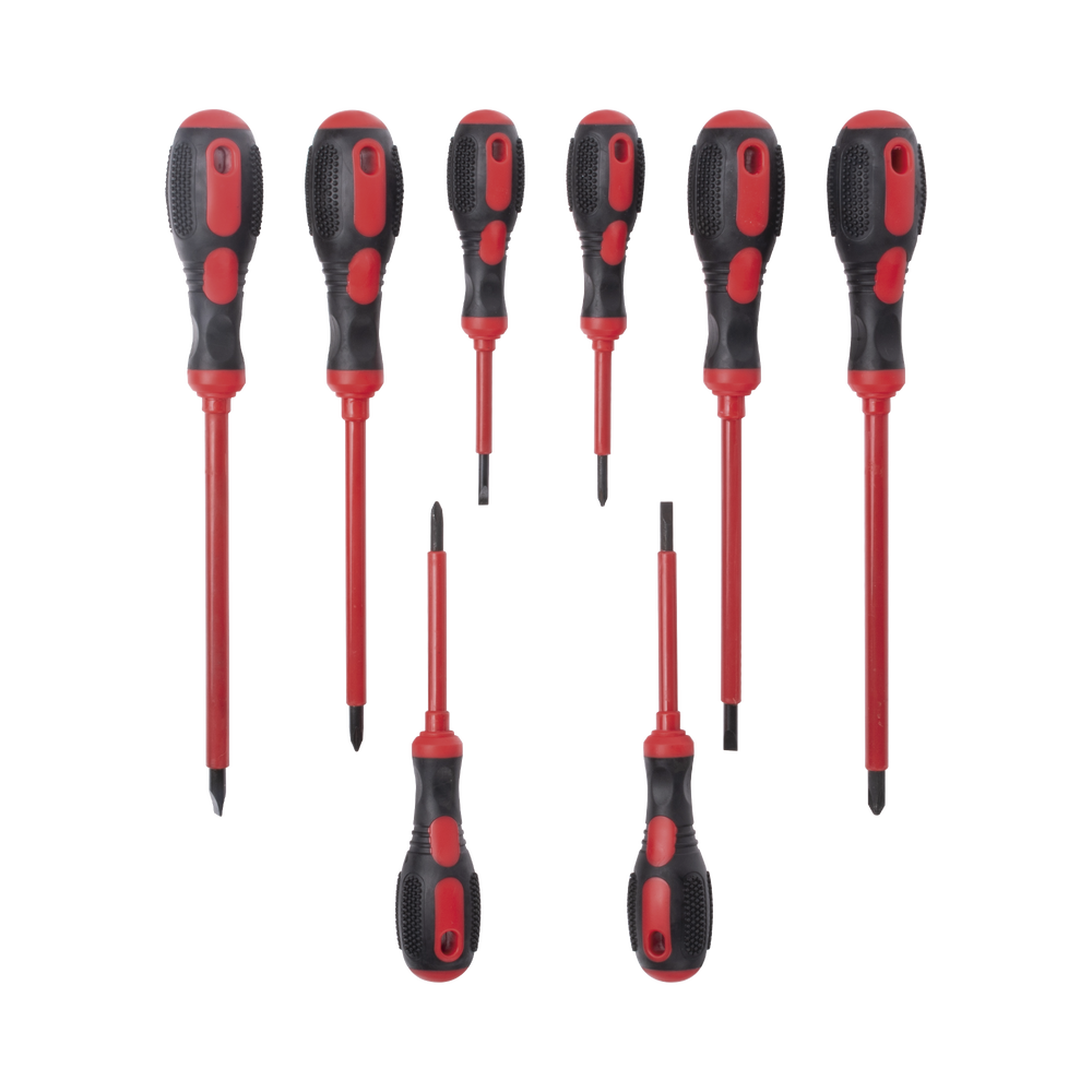 Juego de 8 Desarmadores con Aislante para Electricistas.