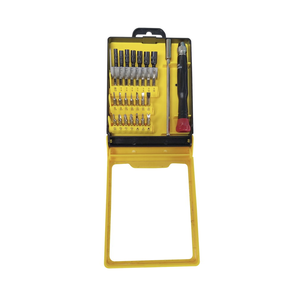 Juego de 31 Destornilladores de Precisión (puntas) con Mango y Extensor.