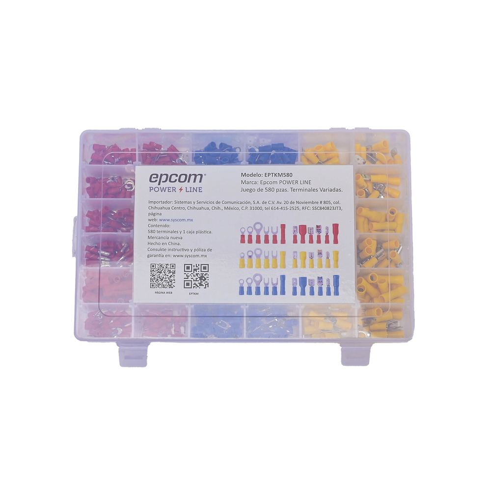 580-piece set of assorted terminals with lining and storage box.