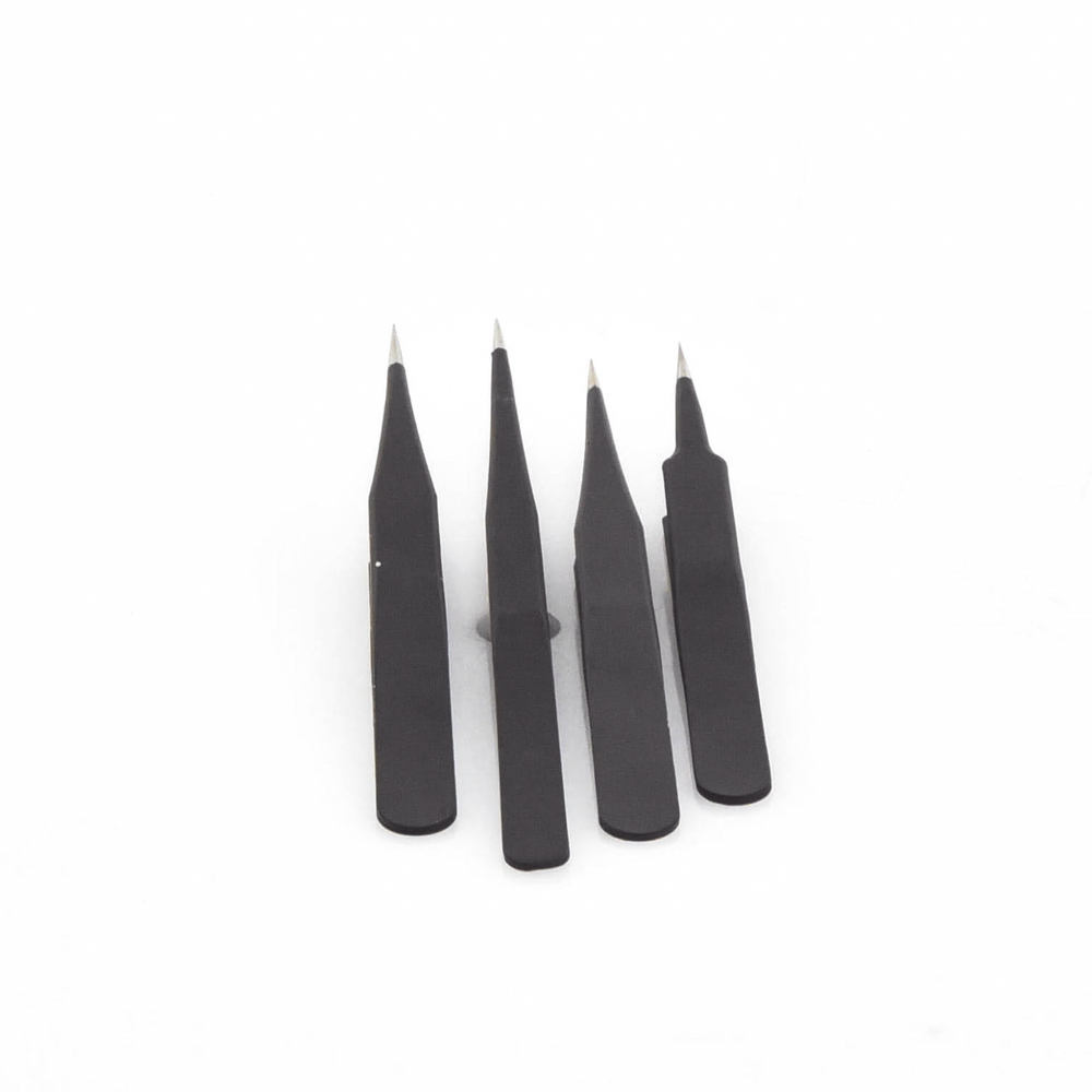 Set of 4 Antistatic Tweezers.
