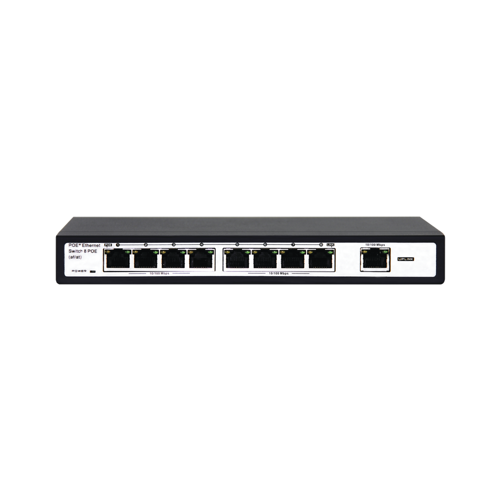 Switch PoE / 100 Metros PoE / 8 puertos 802.3af/at ( 132.5 W ) 10/100Mbps + 1 puerto Uplink