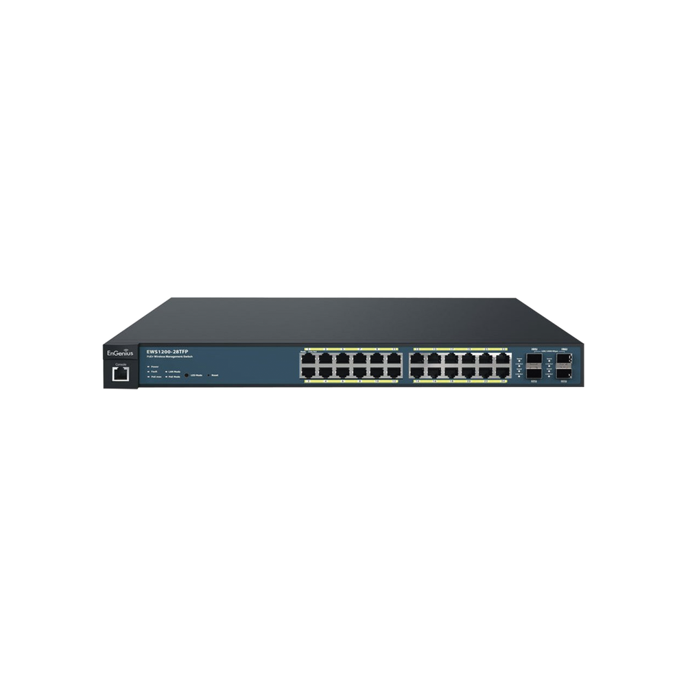 Switch PoE Administrable de 24 Puertos Gigabit, 4 Puertos SFP, Soporta Hasta 410 W con Opción de Controlador para Serie Neutron y Enturbo.
