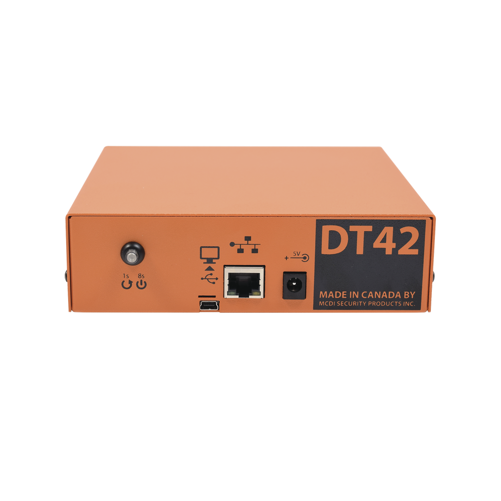 Receptora de alarmas IP Universal con 1 estrada de linea telefónica, para su central de monitoreo, recepción TCP/IP o GPRS, serie M2M, paneles de alarma Hikvision, entre otros.