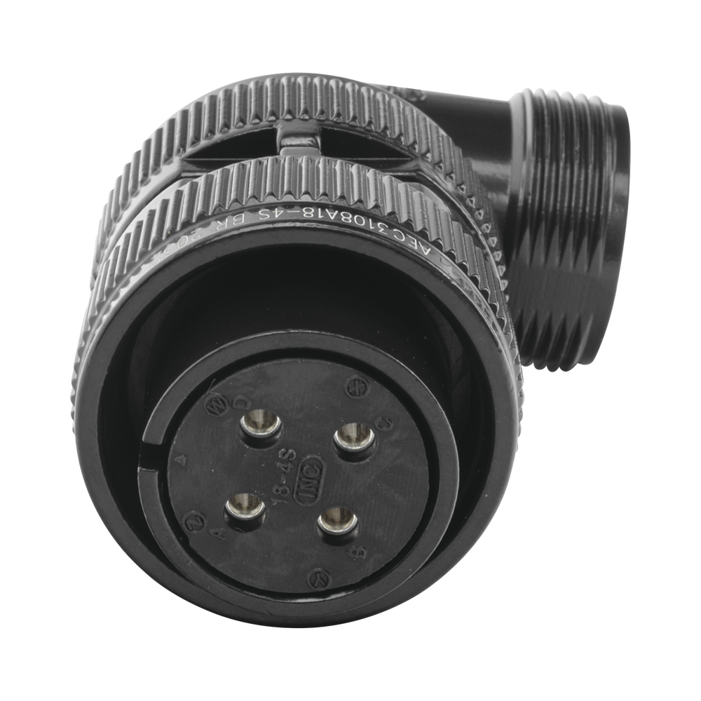 4-Pin Female Solderable Right Angle Plug Connector for Locomotive Radio.
