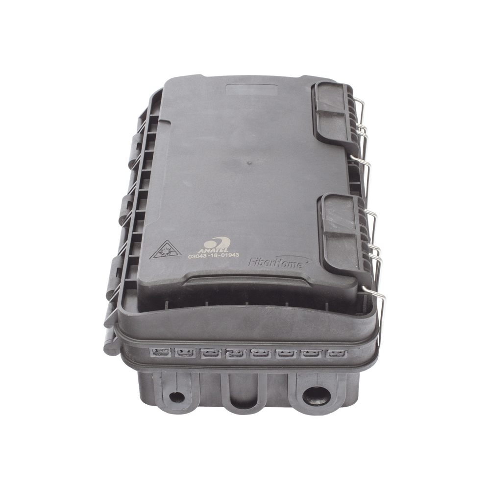 Caja de Distribución de Fibra Óptica para 24 Empalmes, con 8 acopladores SC/APC simplex, Exterior IP65, Color Negro