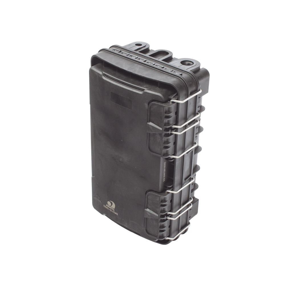 Caja de Distribución de Fibra Óptica para 24 Empalmes, con 8 acopladores SC/APC simplex, Exterior IP65, Color Negro