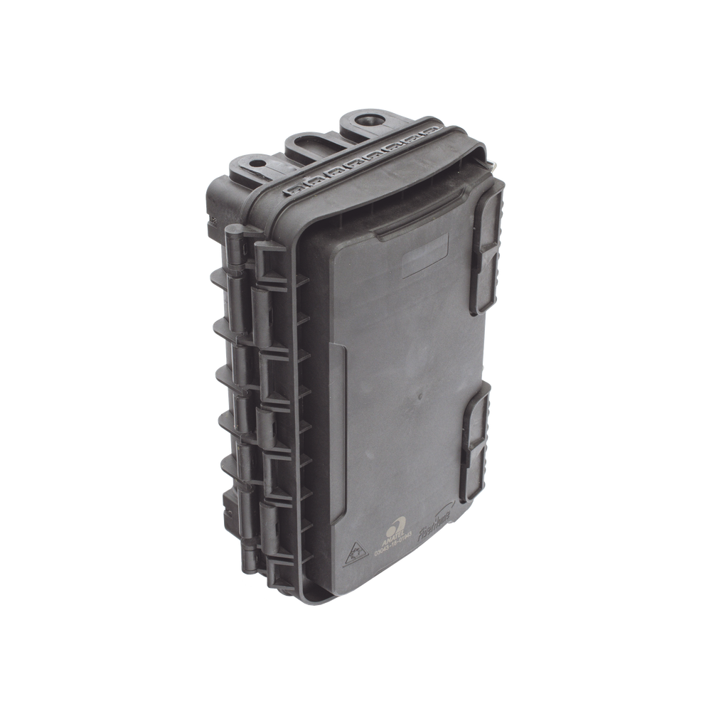 Caja de Distribución de Fibra Óptica para 24 Empalmes, con 8 acopladores SC/APC simplex, Exterior IP65, Color Negro