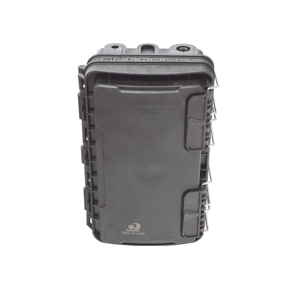 Caja de Distribución de Fibra Óptica para 24 Empalmes, con 8 acopladores SC/APC simplex, Exterior IP65, Color Negro